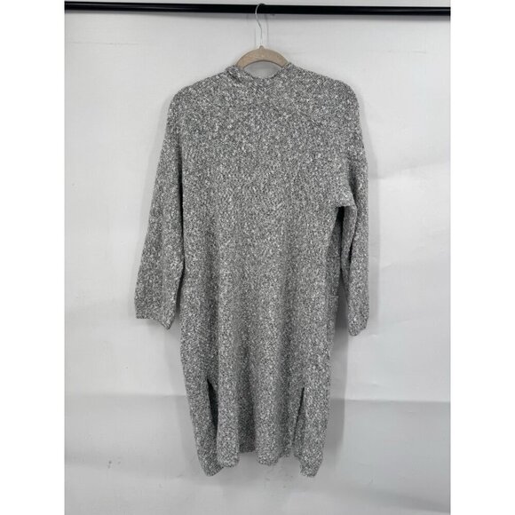 Abercrombie & Fitch Open Cardigan Women Small Silver Knit Long Length Minimalist - Picture 2 of 11